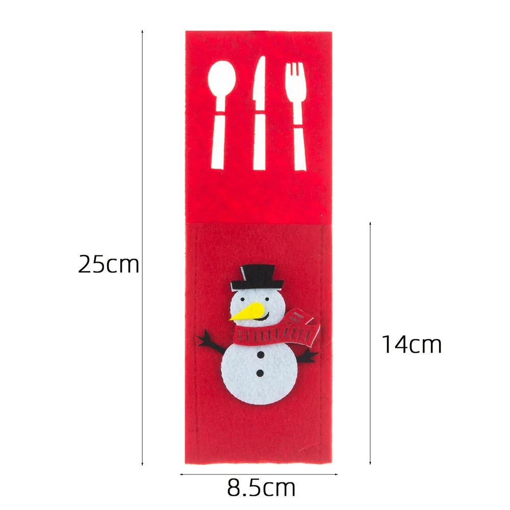 Felt Cartoon Knife and Fork Cutlery Bag Placemat for Christmas Table Decoration