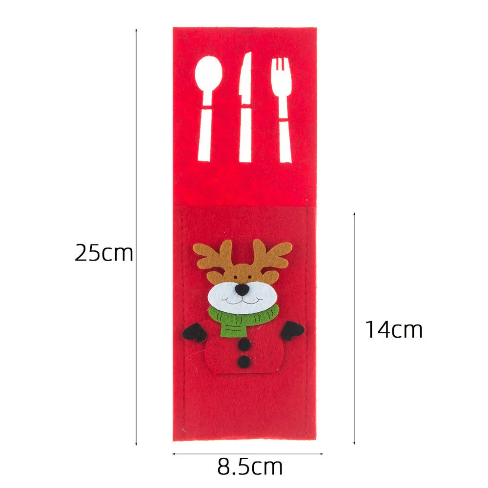 Felt Cartoon Knife and Fork Cutlery Bag Placemat for Christmas Table Decoration