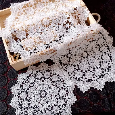 Mantel de encaje de algodón 100% de alta calidad, cubierta de mesa, posavasos de encaje de té grueso para decoración de fiesta en casa, tapete